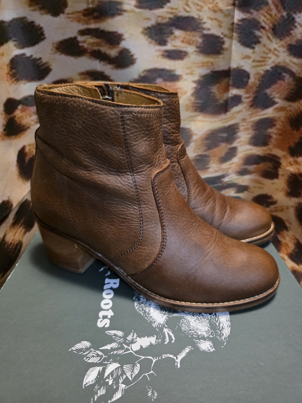 Roots AFRICA Tribe Brown Leather Ankle Boots-Size 7.5/37.5